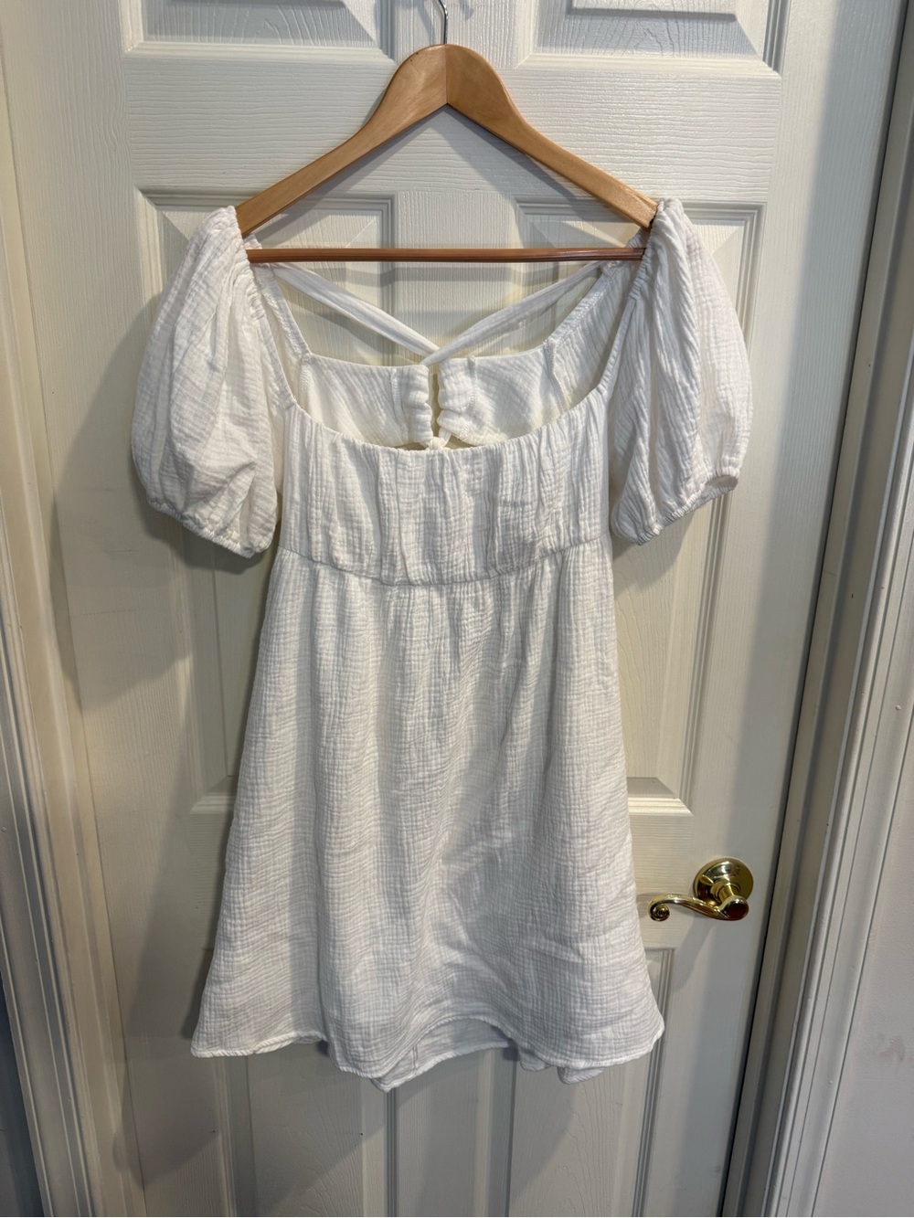 Princess Polly White Milkmaid Open Back with Tie Mini Dress